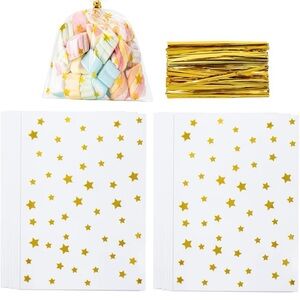 240 Pack Star Printed 5"X 7" Gift Wrap Cello Cellophane Treat Bags,Gift Candy